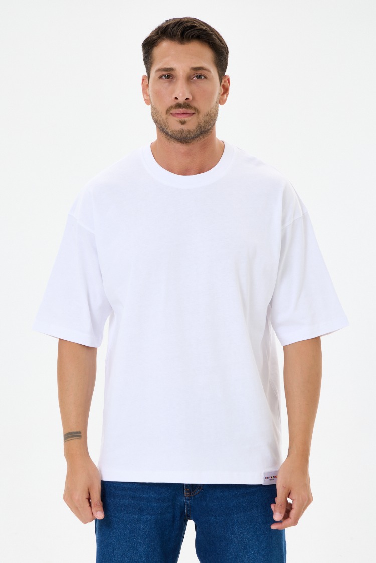 Beyaz Basic Oversize Tişört ( Unisex)