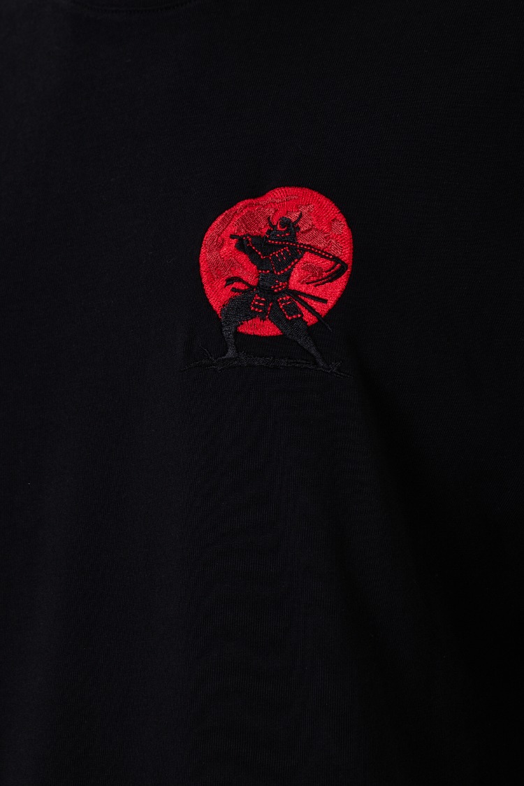 Nakış Detaylı Oversize Tişört Siyah MM (Unisex)