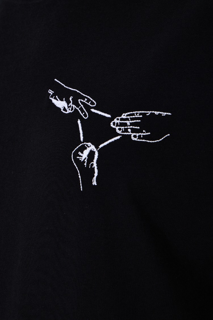 Nakış Detaylı Oversize Tişört Siyah RPS (Unisex)