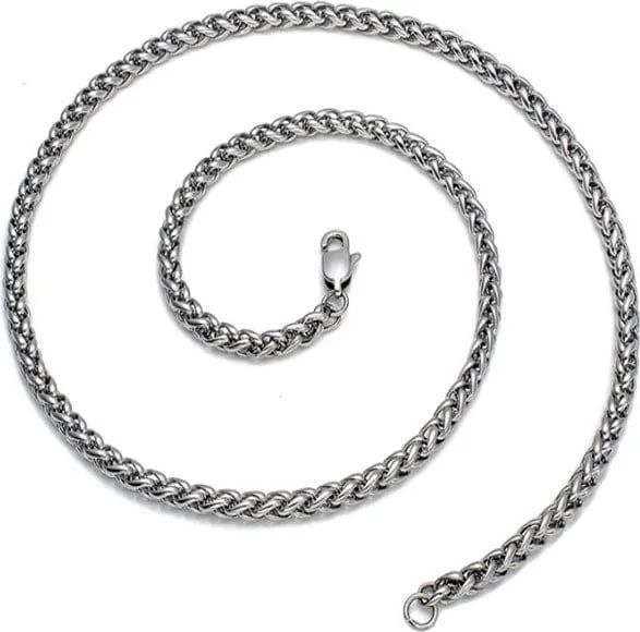 Gümüş Renk Chavin Angelus Lufigo Unisex Erkek Çelik Zincir Kolye 55 Cm