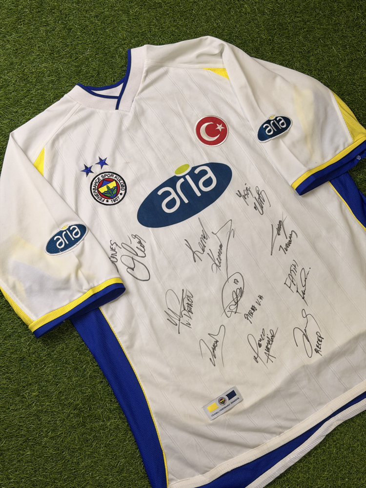 Orijinal 02/03 Sezonu Ümit Özat Maçta Giydiği Islak İmzalı Fenerbahçe Forması L-XL beden