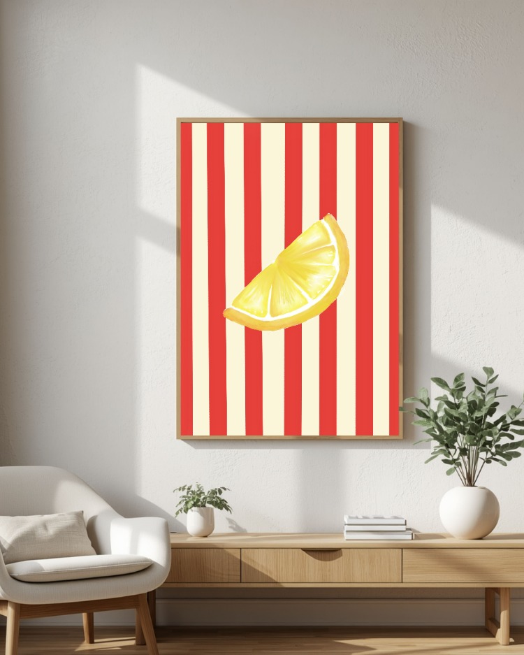 Akdeniz Mutfak Dekoru, Renkli Yaz Posteri, İtalyan Limon Duvar Sanatı Yazdırılabilir Poster