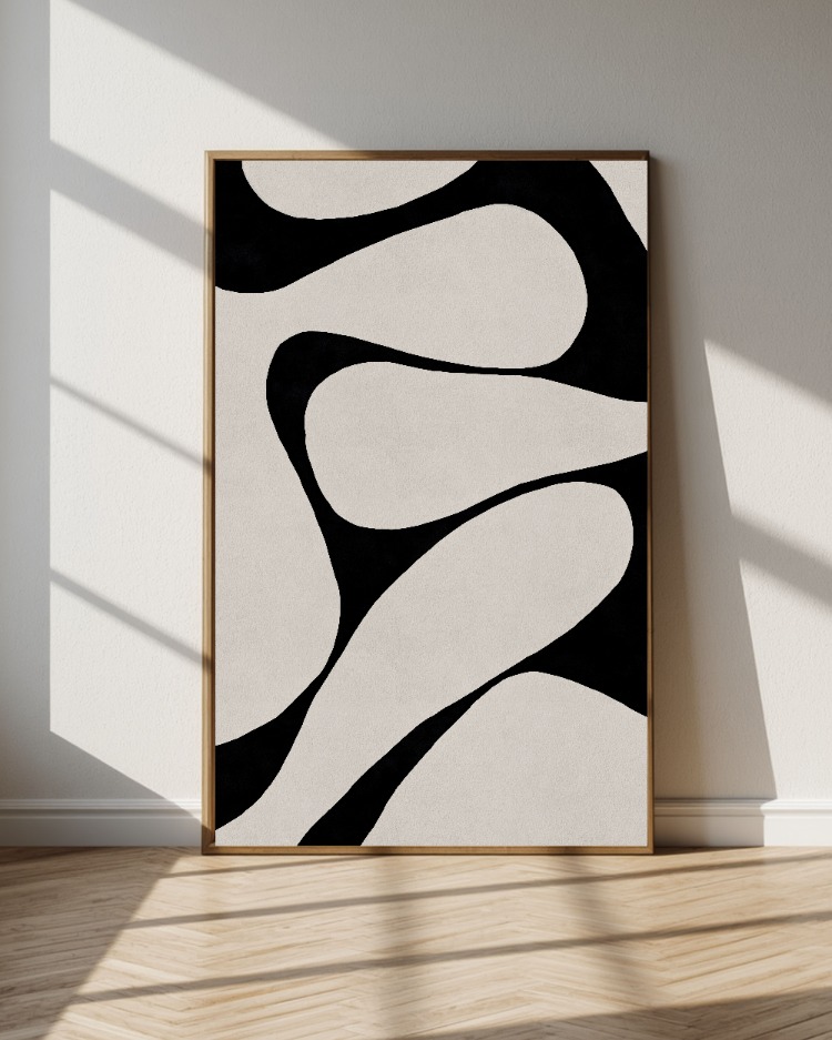 Siyah Beyaz Soyut Duvar Sanatı, Modern Minimalist Poster, Nötr İskandinav Tarzı Dekor