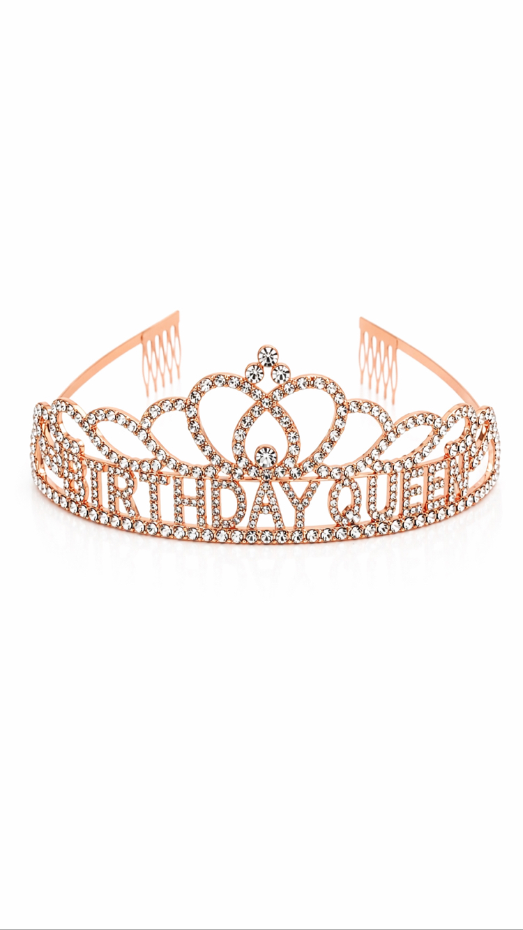 Rose Birthday Queen Premium Doğum Günü Tacı ve Kuşak Set