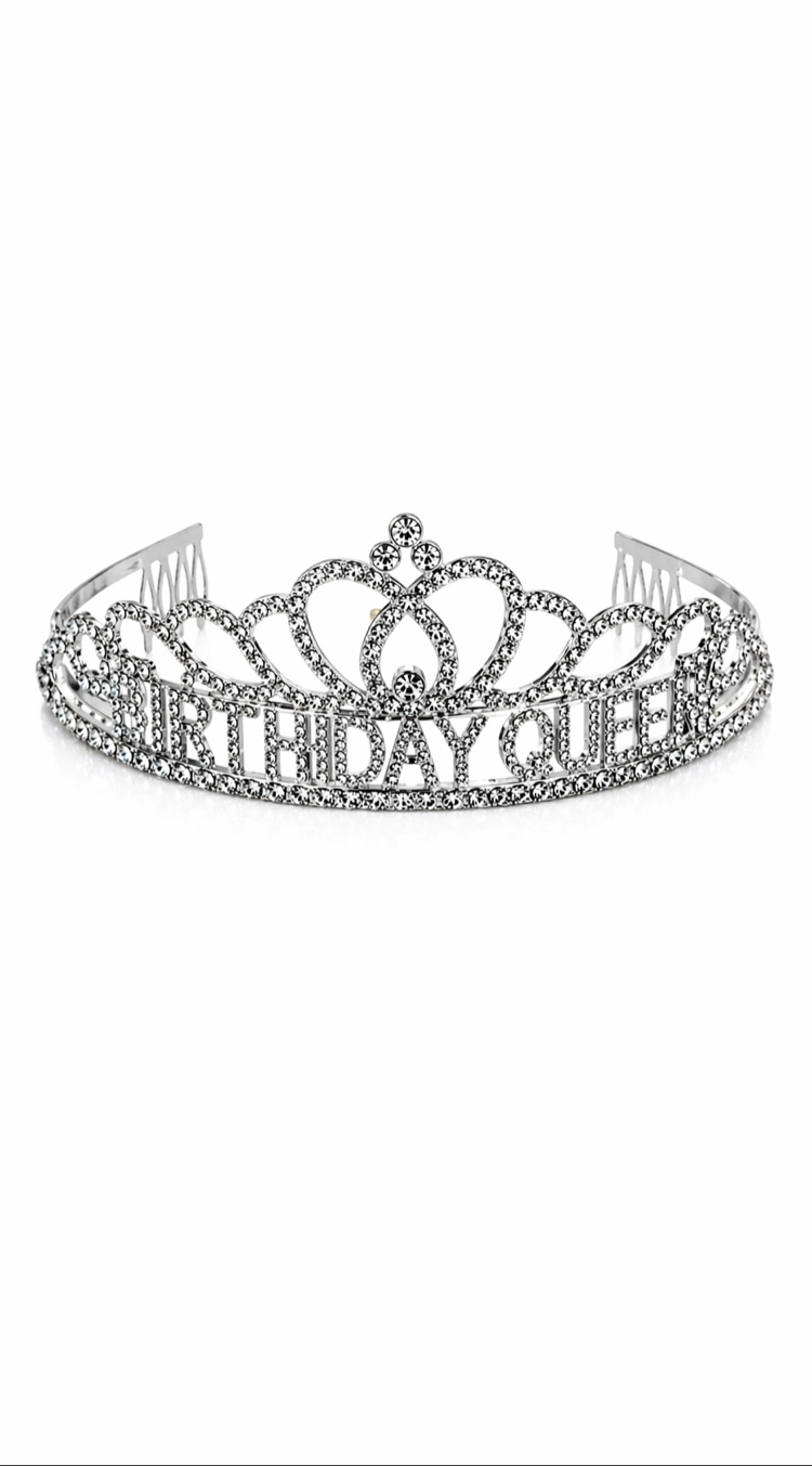 Silver Birthday Queen Premium Doğum Günü Tacı ve Kuşak Set