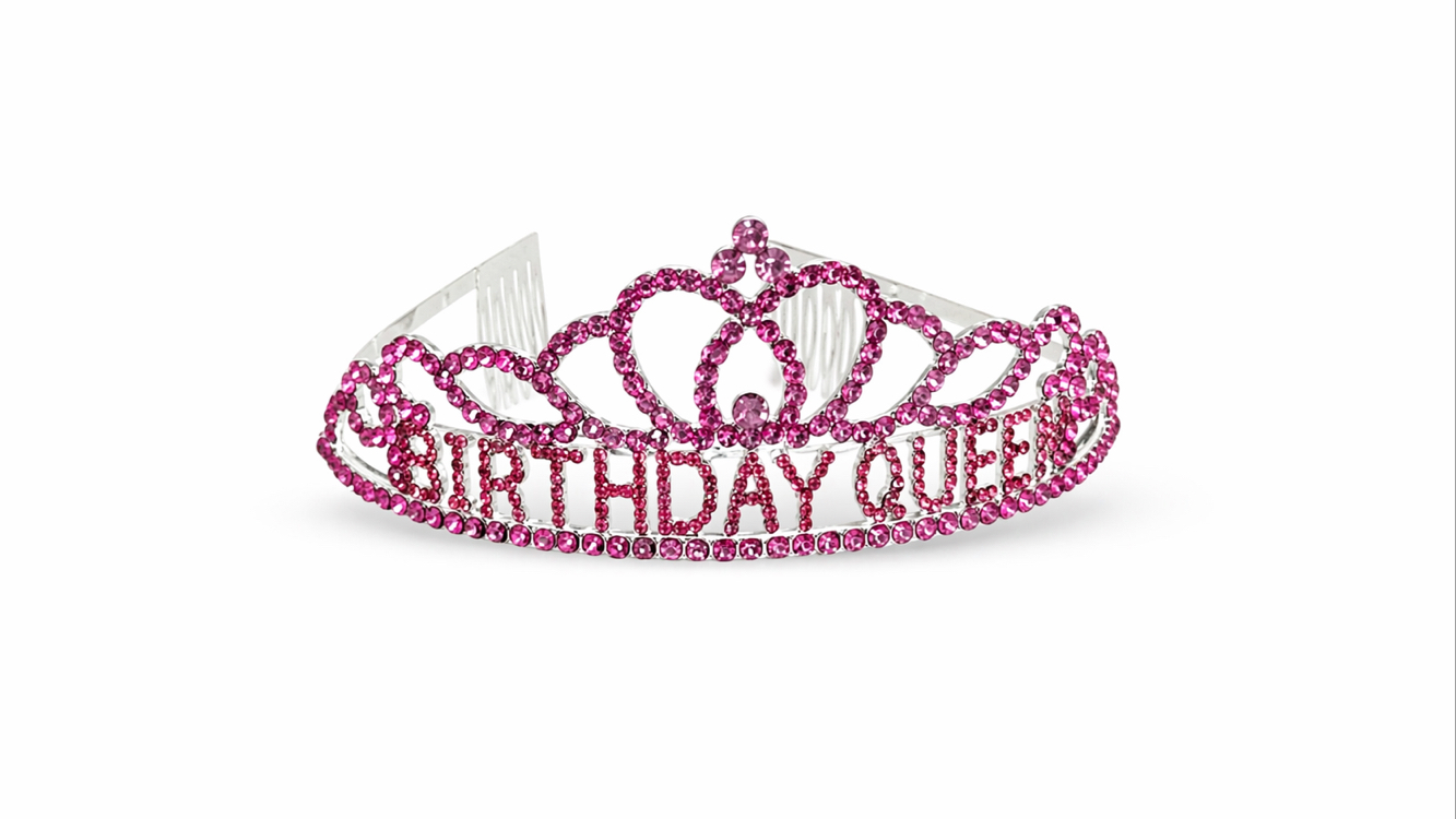 Pink Birthday Queen Premium Doğum Günü Tacı ve Kuşak Set
