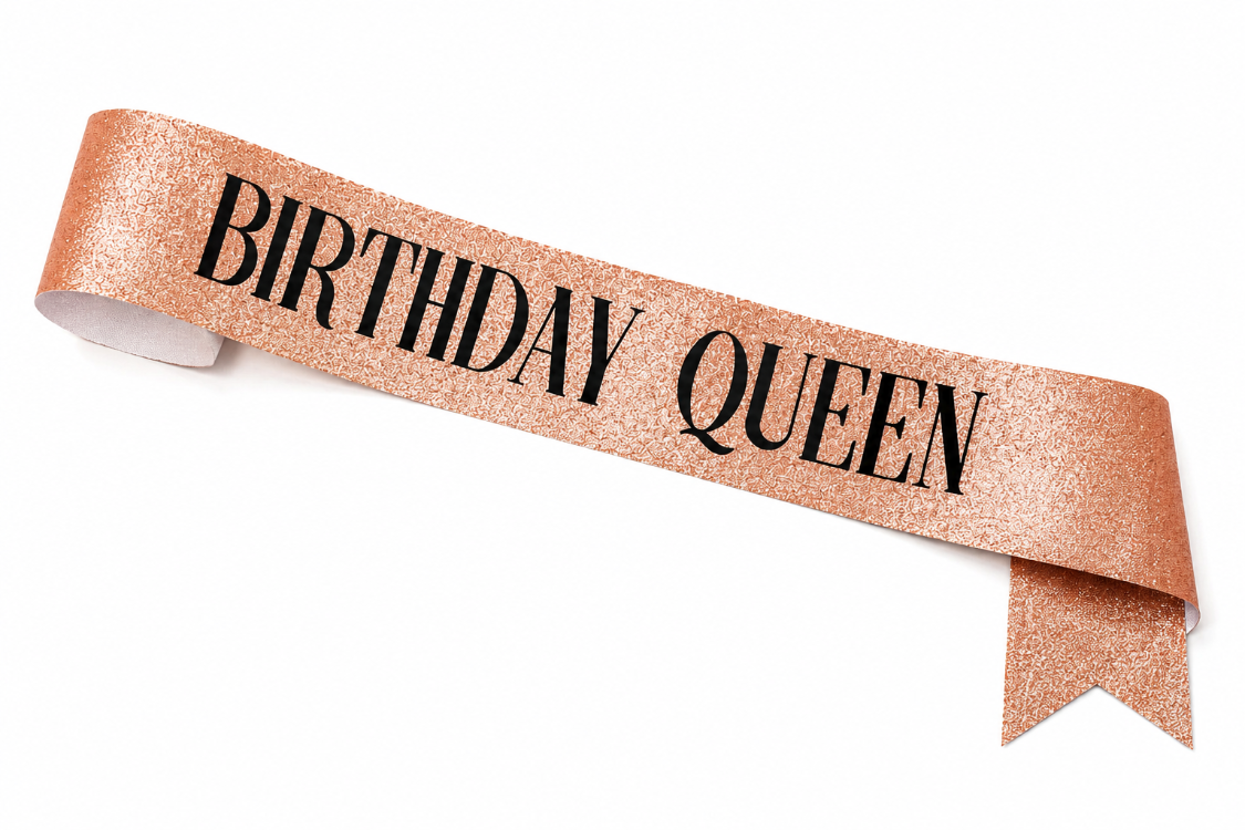 Rose BIRTHDAY QUEEN Kuşak Doğum Günü Kuşağı BIRTHDAY QUEEN Yazılı Parti Kuşağı