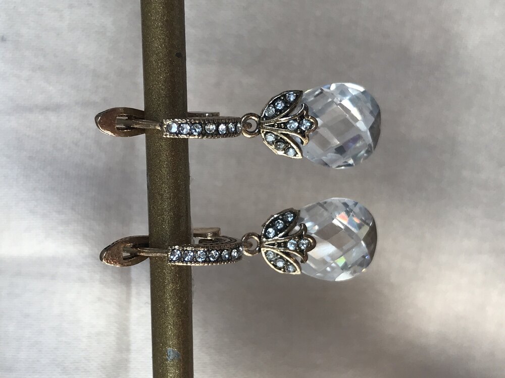Drop Swarovski Elmas Montür Küpe 