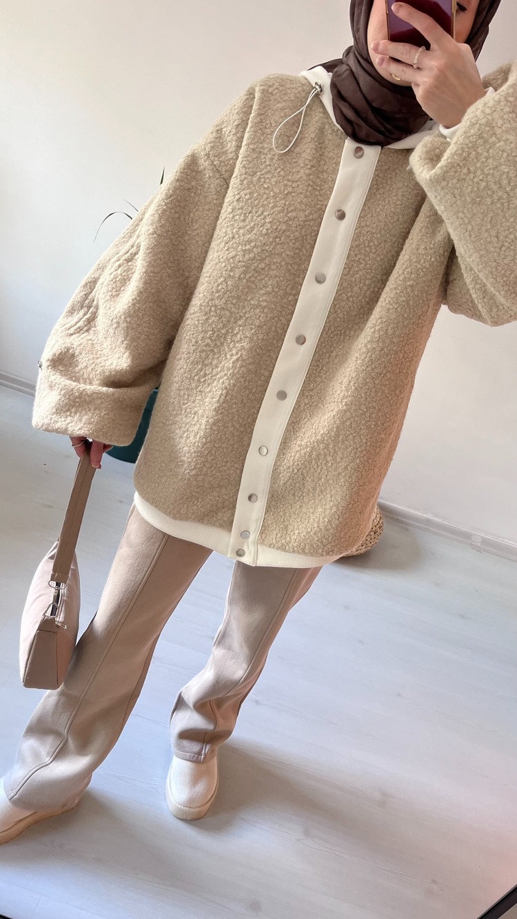 Peluş Bomber Mont Bej