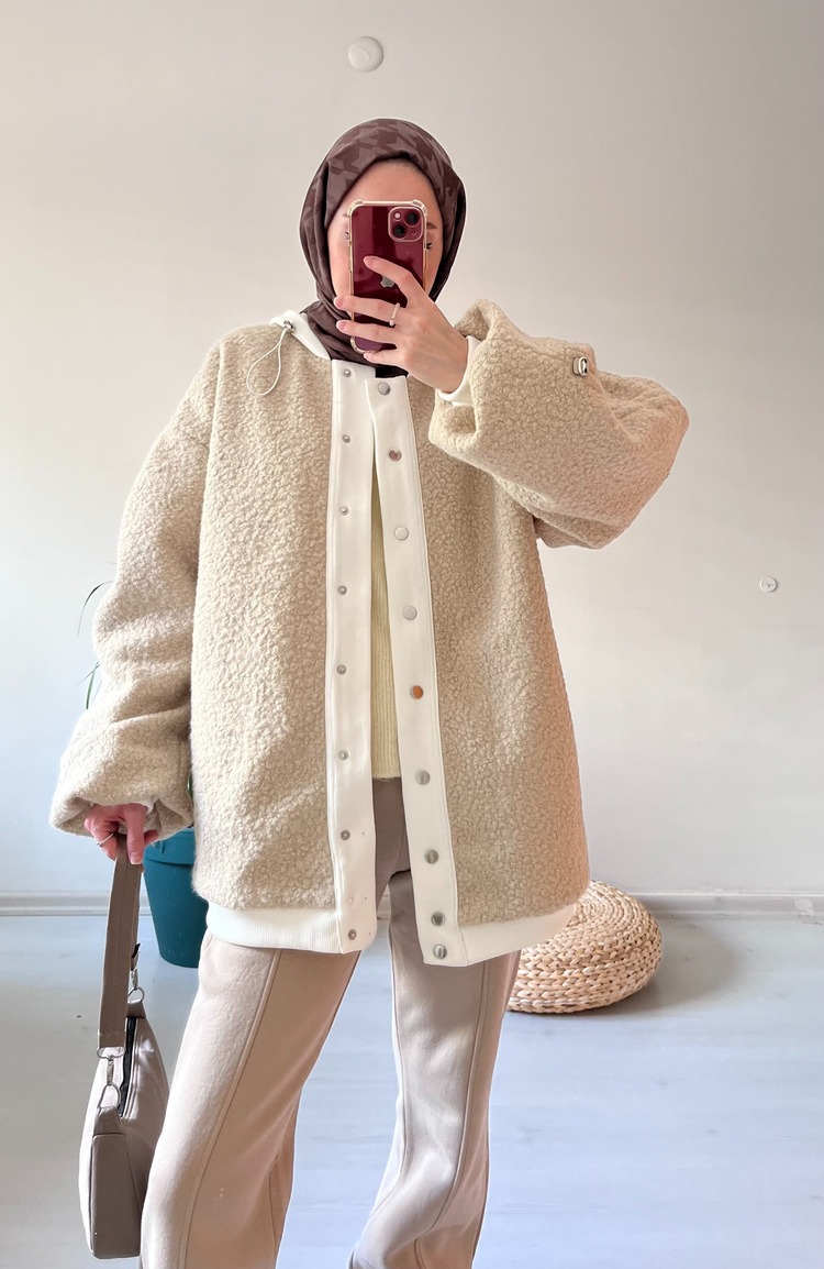 Peluş Bomber Mont Bej