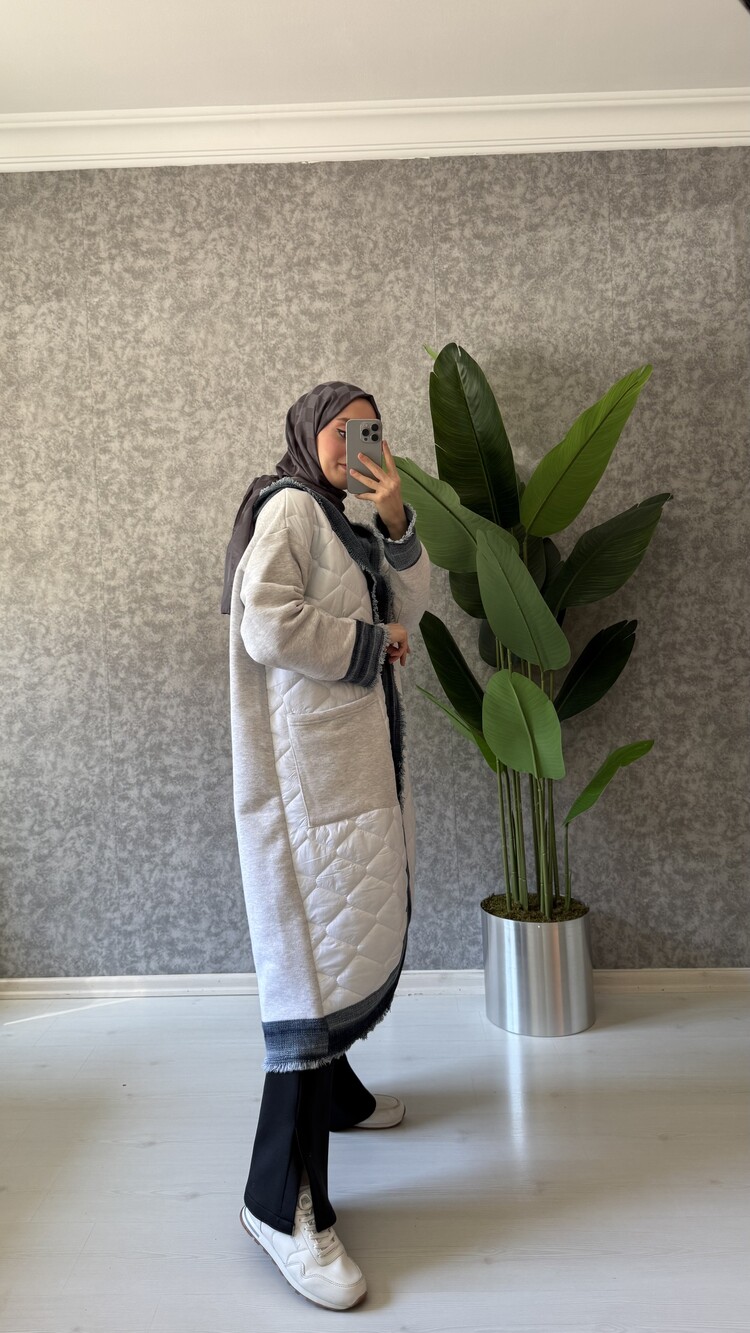 KAPİTONE KOT DETAYLI MONT BEYAZ