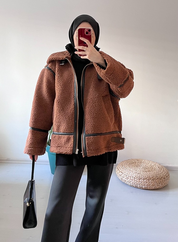 Teddy Biker Mont Koyu Kahve