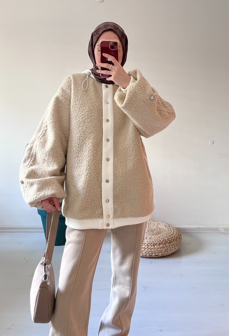 Peluş Bomber Mont Bej