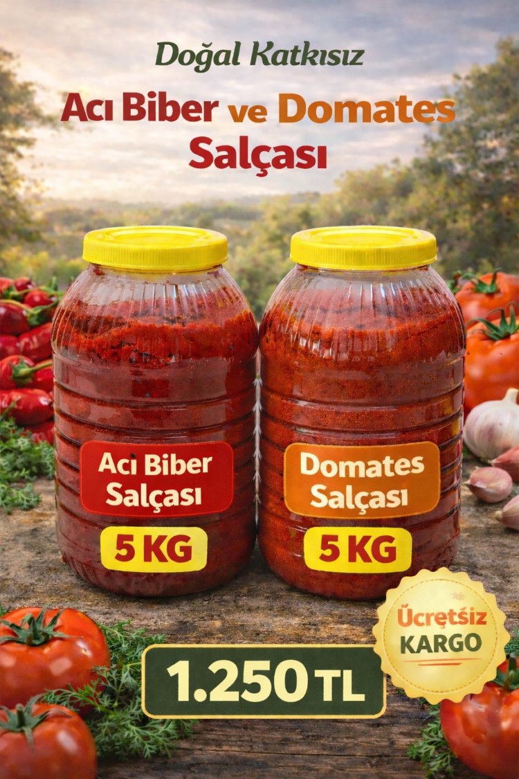 5 KG ACI BİBER SALÇASI + 5 KG DOMATES SALÇASI
