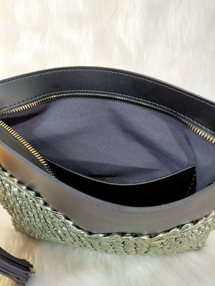Yeşil Metalik Deri Clutch
