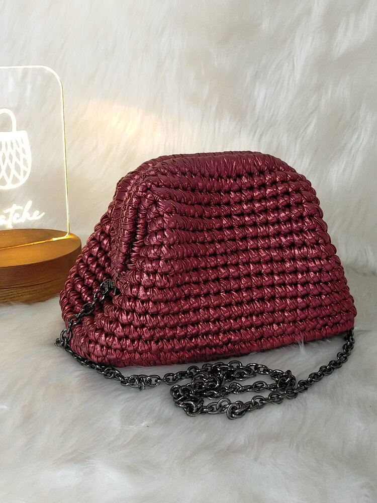 Vişne Metalik Deri Clutch