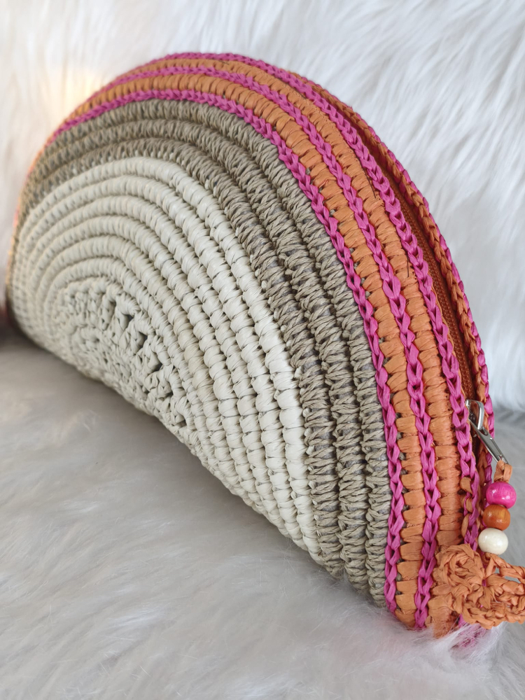 Krem Fuşya Clutch