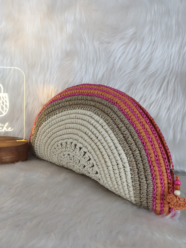 Krem Fuşya Clutch