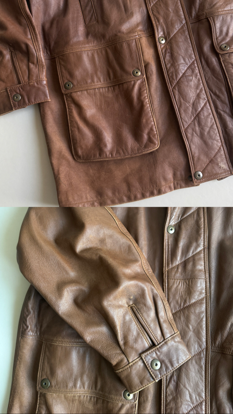 (XL/XXL) 90’s Vintage Hakiki Oversize Deri Ceket