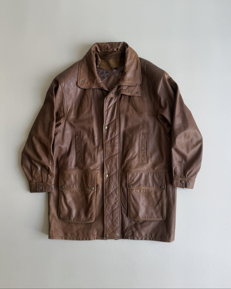 (XL/XXL) 90’s Vintage Hakiki Oversize Deri Ceket