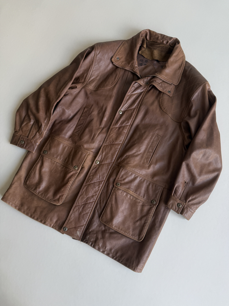 (XL/XXL) 90’s Vintage Hakiki Oversize Deri Ceket