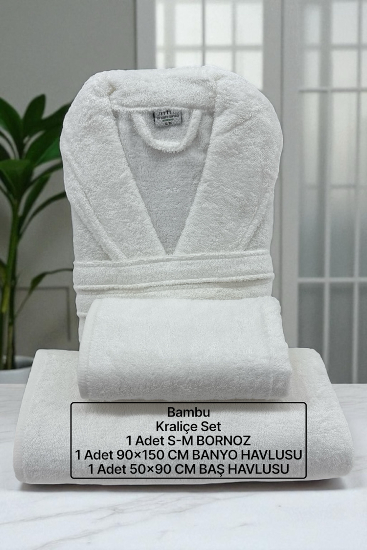 Ahfa Bambu Bornoz Kraliçe 3’Lü Set S-M Beden