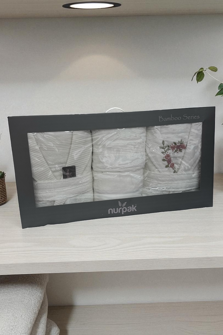 Nurpak Gelin Bambu Bornoz Takımı