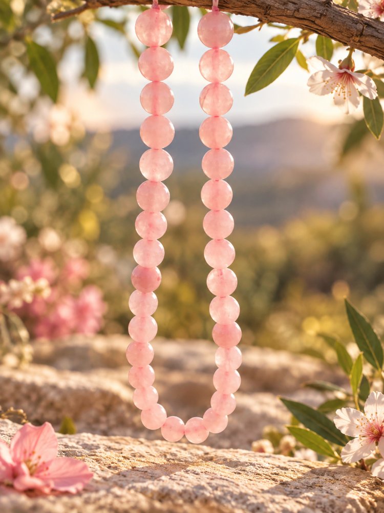 pembe kuvars kolye 6mm