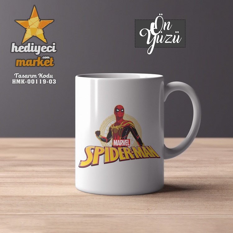 Örümcek Adam Temalı Beyaz Kupa Bardak - HMK-00119-03 || HM-01-00377-03