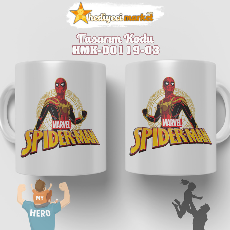 Örümcek Adam Temalı Beyaz Kupa Bardak - HMK-00119-03 || HM-01-00377-03