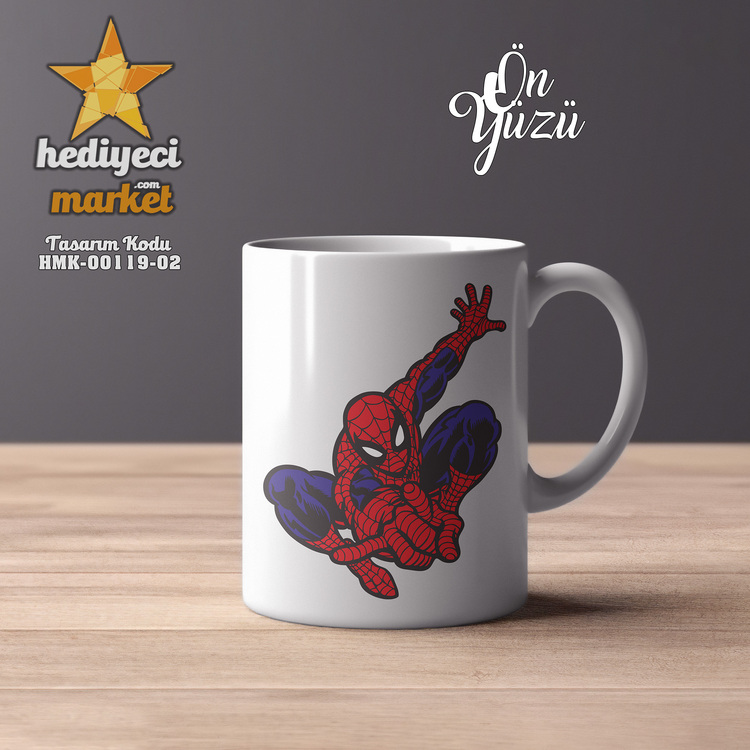 Örümcek Adam Temalı Beyaz Kupa Bardak - HMK-00119-02 || HM-01-00377-02