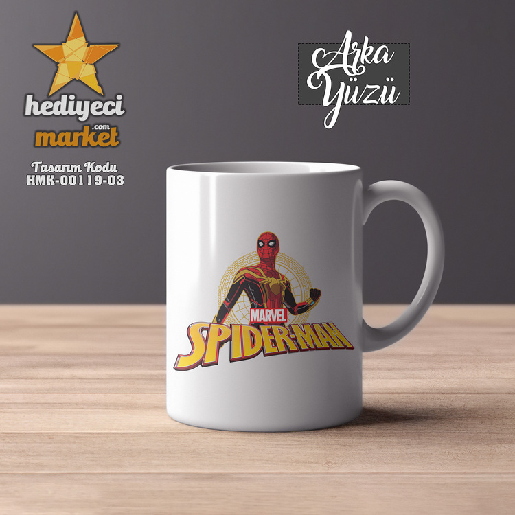 Örümcek Adam Temalı Beyaz Kupa Bardak - HMK-00119-03 || HM-01-00377-03