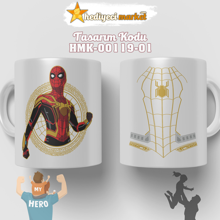 Örümcek Adam Temalı Beyaz Kupa Bardak - HMK-00119-01 || HM-01-00377-01