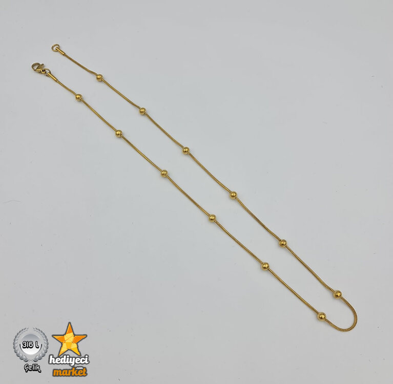 316 L Gold Dorika Zincir Ince Italyan Kadın Çelik Kolye 45 cm - HMÇK-0053 || HM-03-00137-01