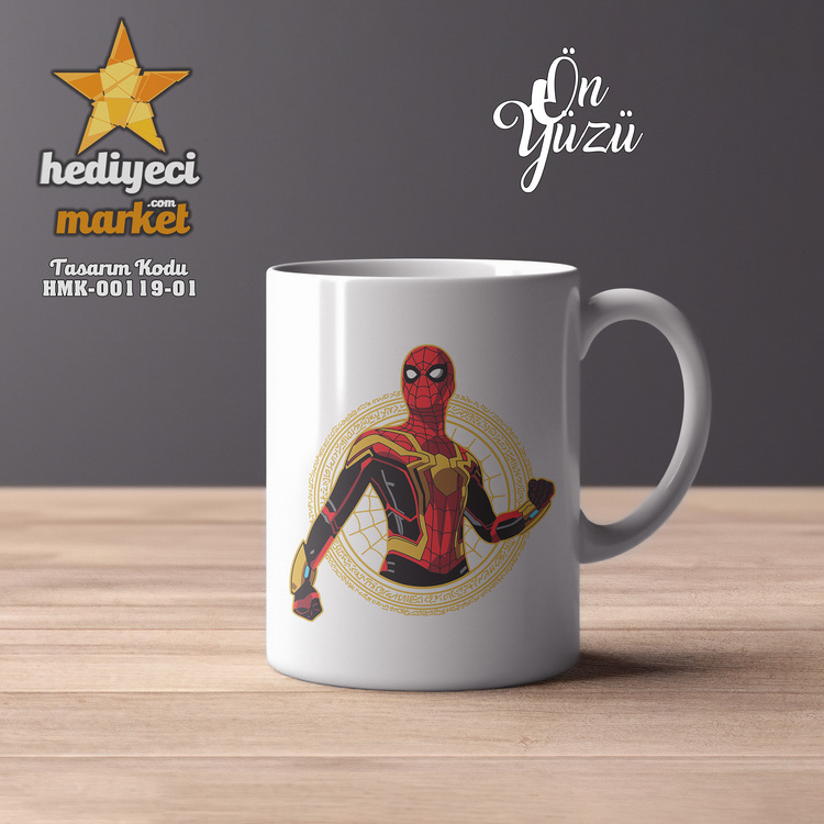Örümcek Adam Temalı Beyaz Kupa Bardak - HMK-00119-01 || HM-01-00377-01