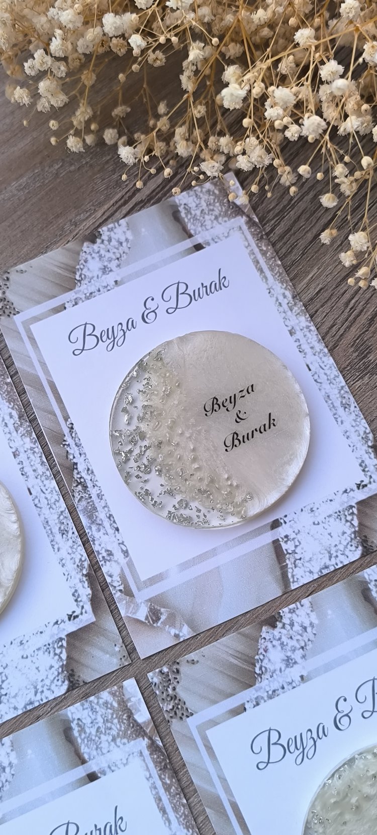 Altın ve gümüş varaklı epoksi magnet
