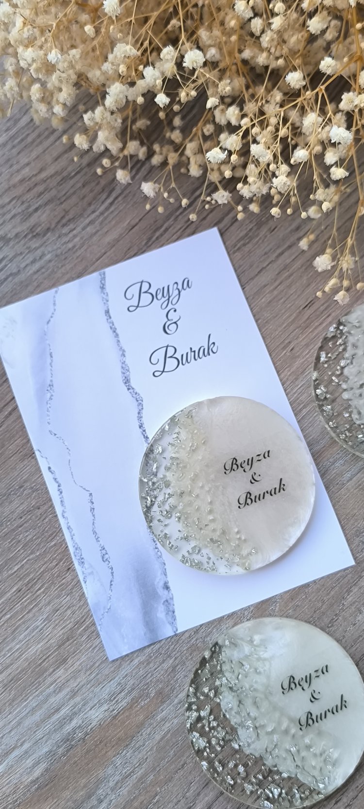 Altın ve gümüş varaklı epoksi magnet