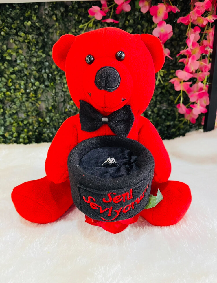 Yüzük Kutulu Peluş Ayıcık + Yüzük