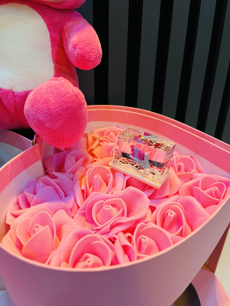 Pembe puffy 3 katlı hediye seti