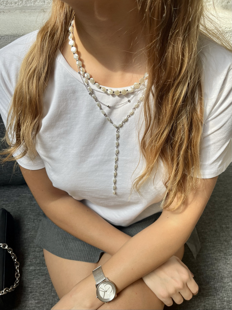 • SILVER Y NECKLACE SET