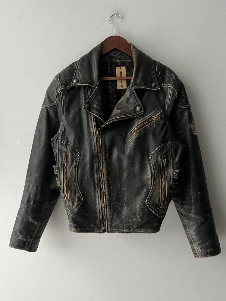 Vintage Route 66 Biker Deri Ceket