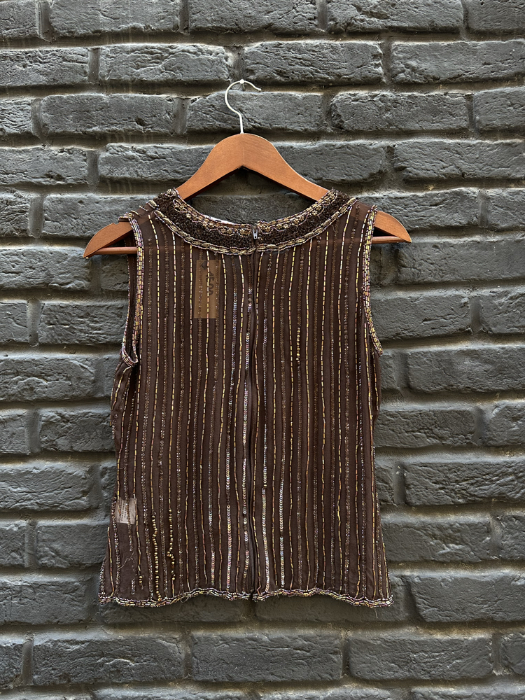 Vintage Transparan Taşlı Bluz