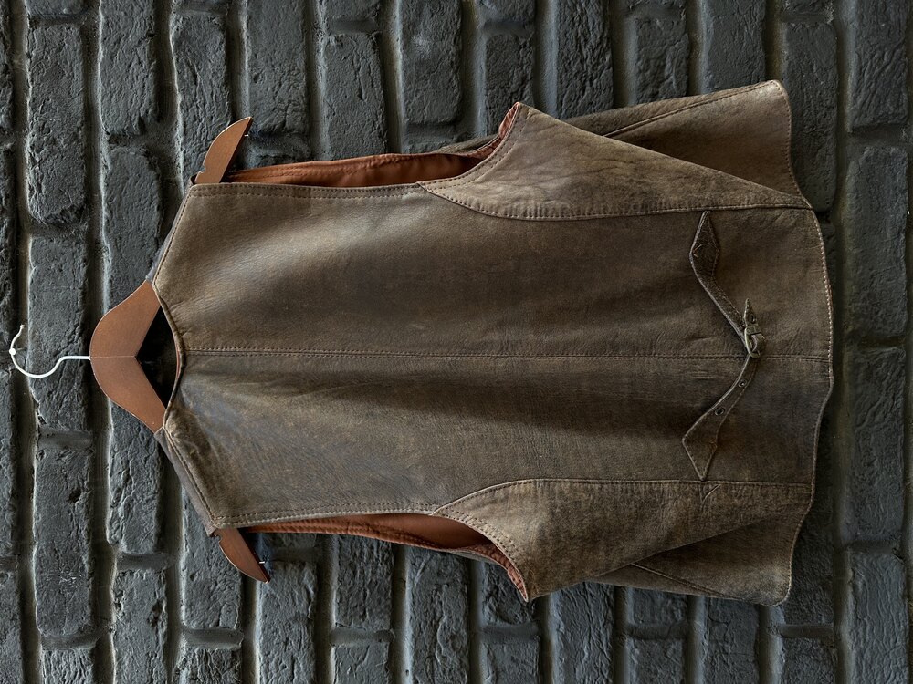 XL Vintage Deri Yelek 