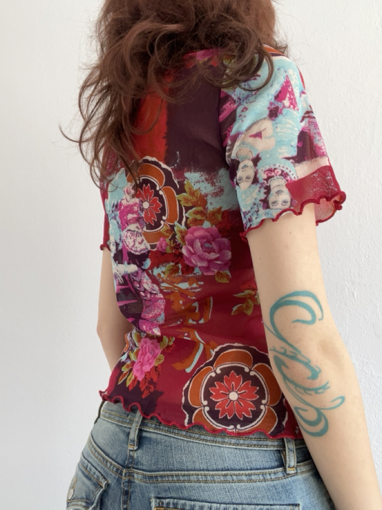 Vintage Transparan Baskılı T-Shirt