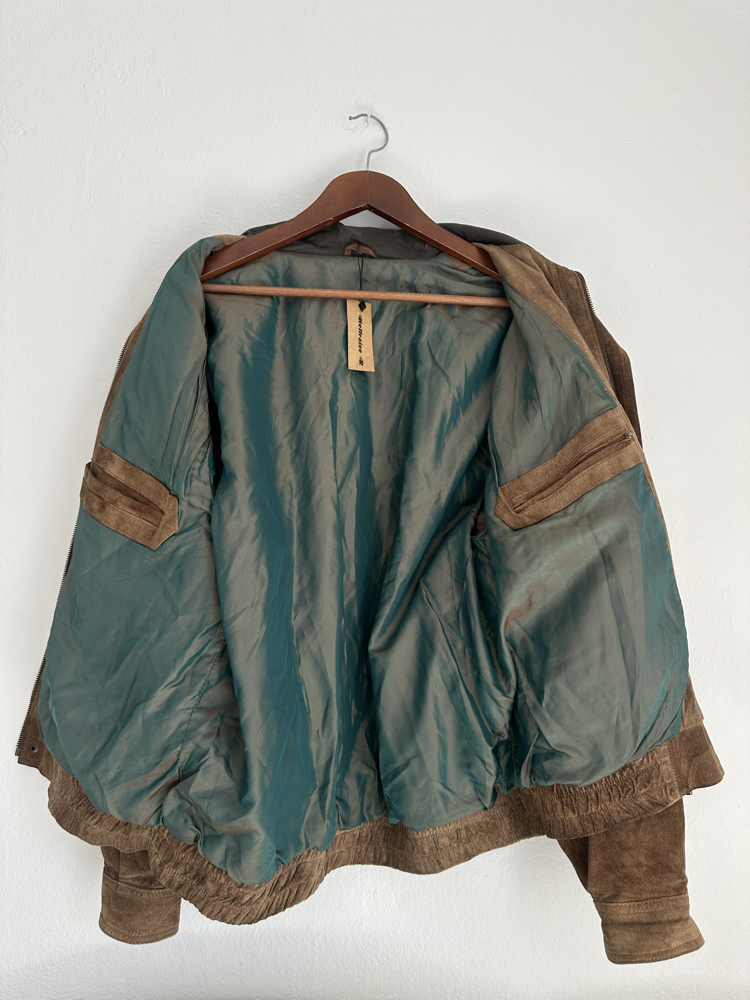 Vintage Bomber Süet Deri Ceket