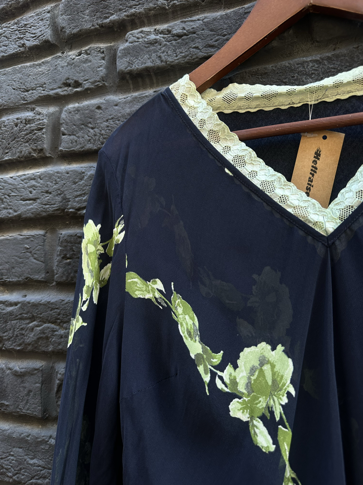 Vintage Transparan Dantelli Bluz