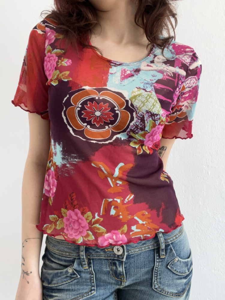 Vintage Transparan Baskılı T-Shirt