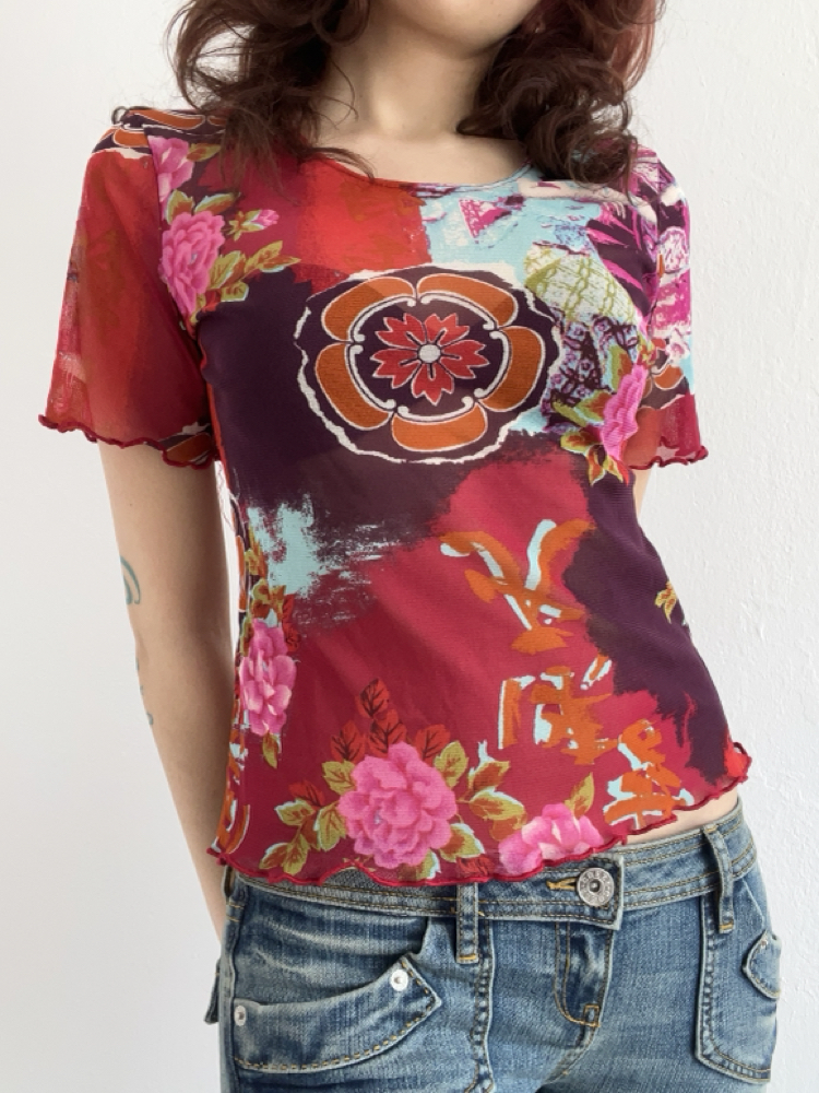 Vintage Transparan Baskılı T-Shirt
