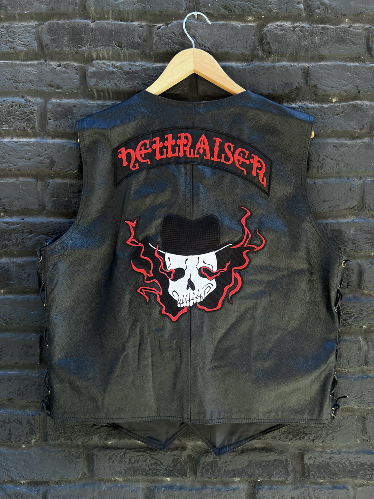 L Vintage Biker Deri Yelek
