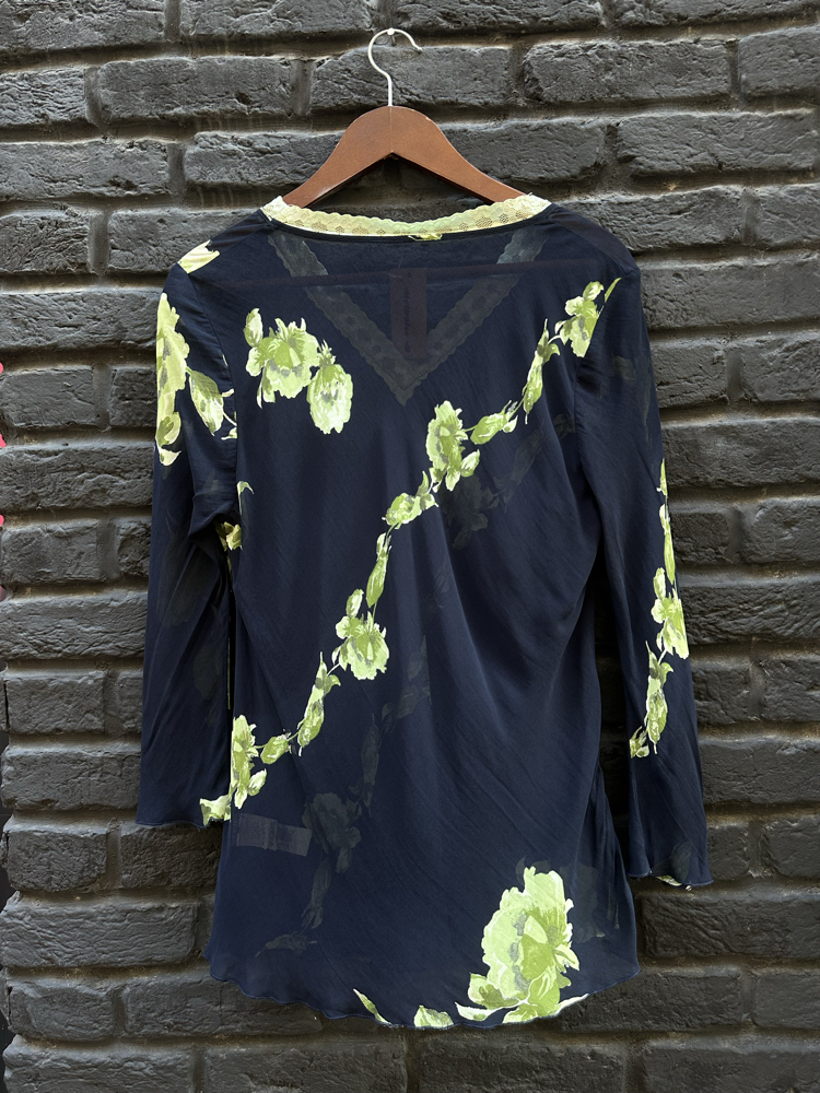 Vintage Transparan Dantelli Bluz